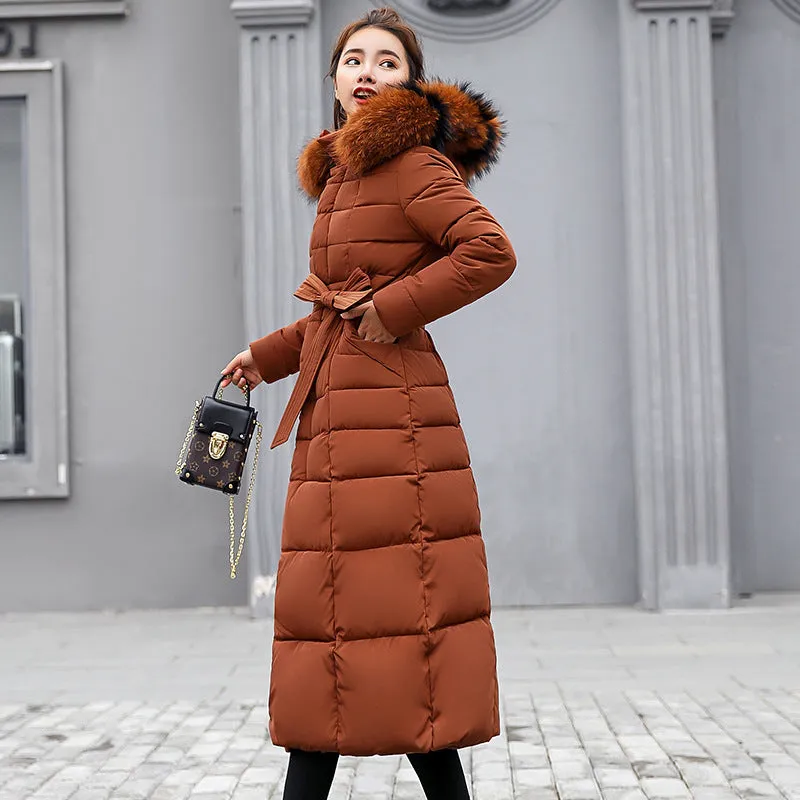 Down cotton clothes women's medium and long New winter clothes new Korean version fashion slim knee thickened cotton clothes winter coat