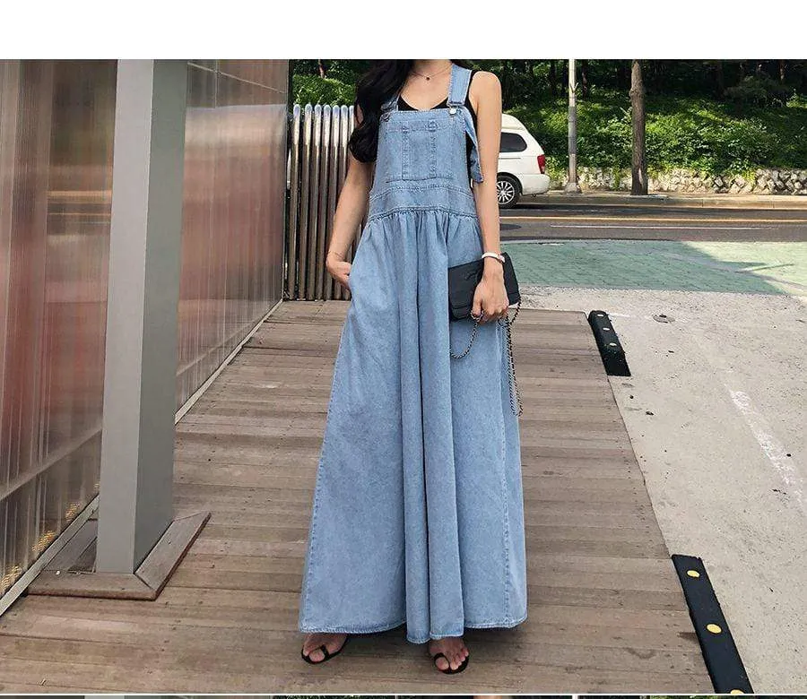 Drama Free Maxi Denim Overall Dress