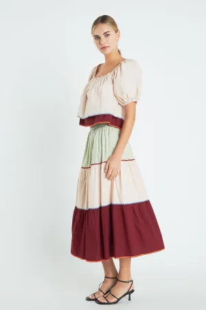 English Factory - Color Block Midi Skirt