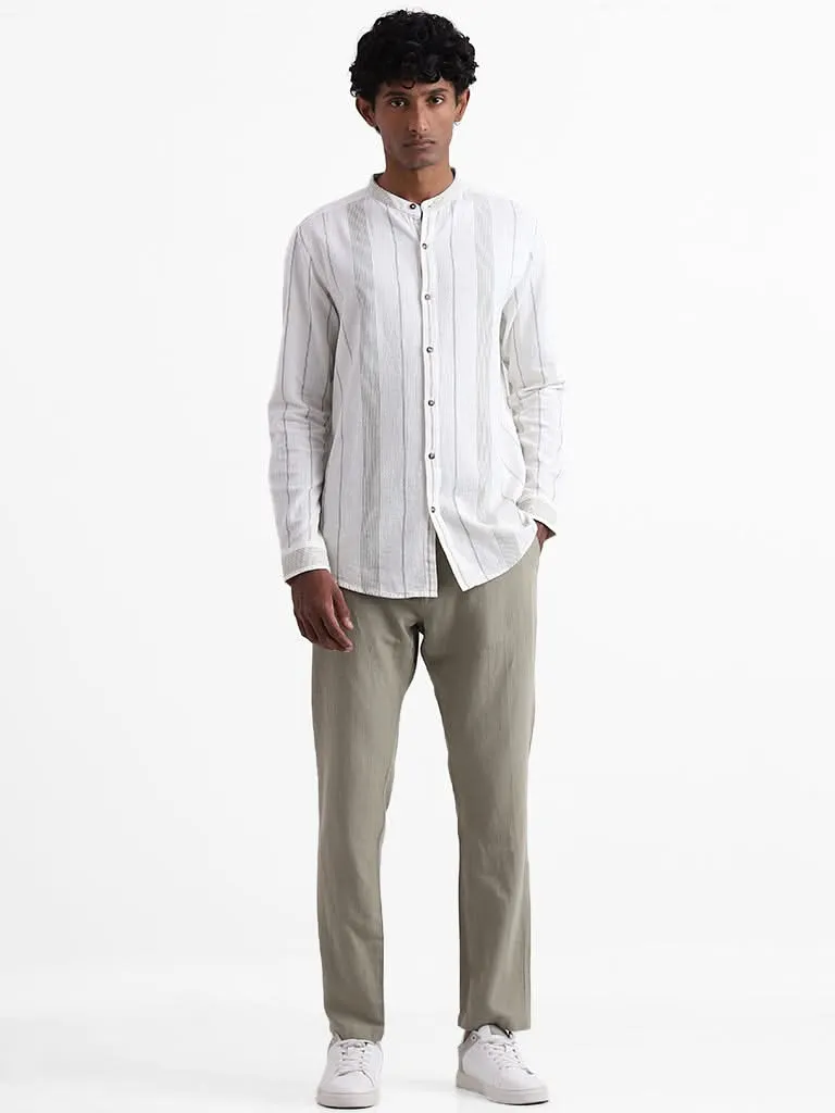 ETA Sage Solid Slim-Fit Mid-Rise Blended Linen Blended Linen Chinos