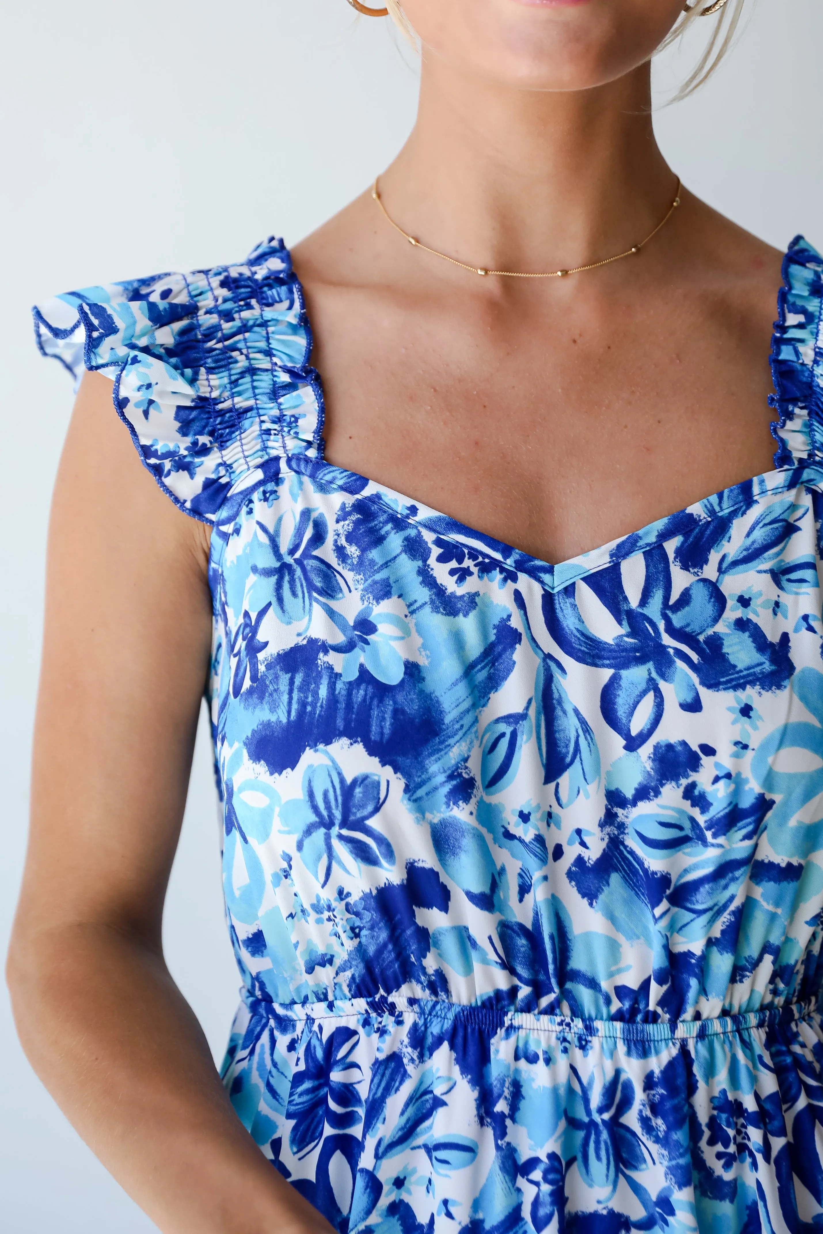 FINAL SALE - Sweetest Life Blue Floral Midi Dress