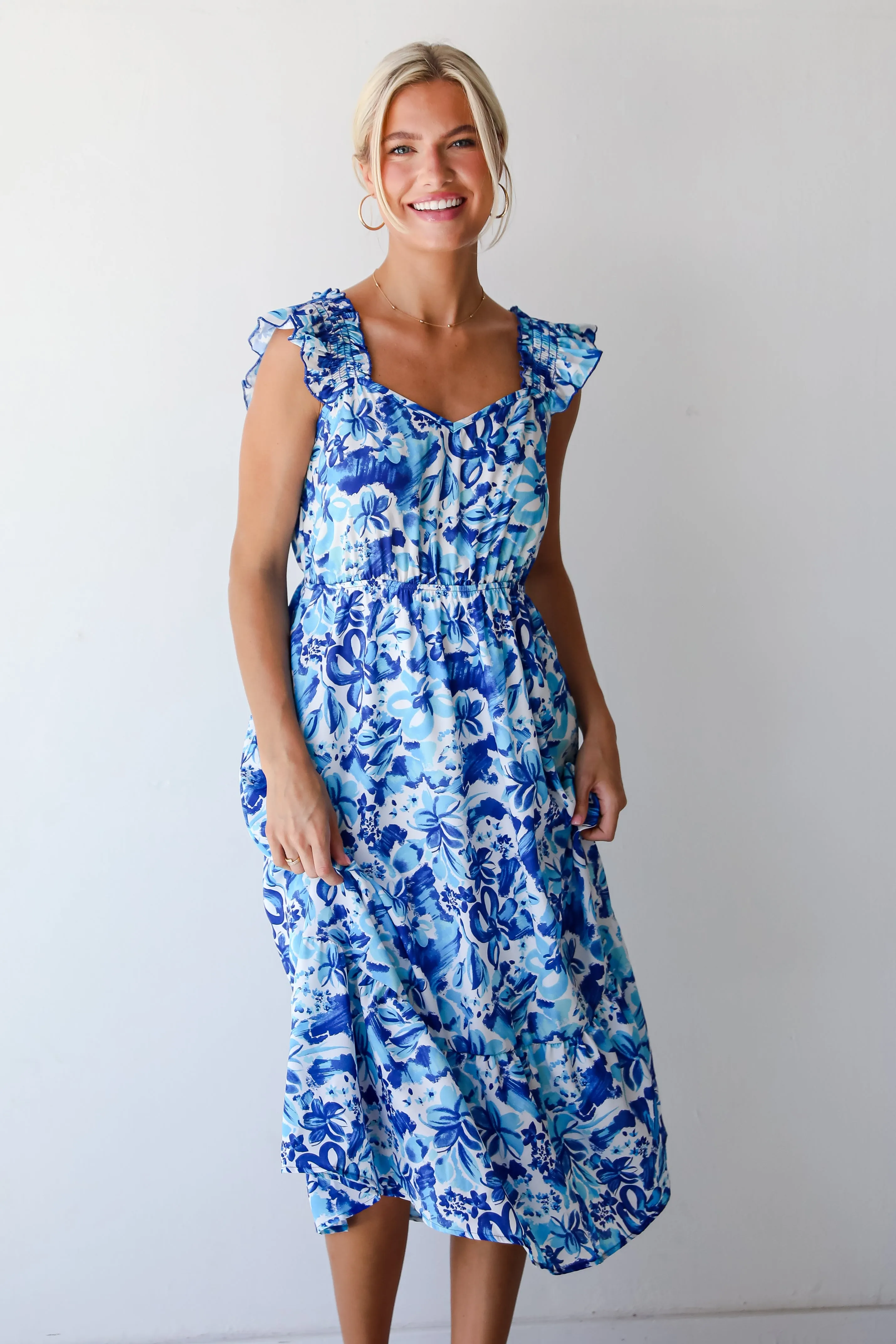 FINAL SALE - Sweetest Life Blue Floral Midi Dress