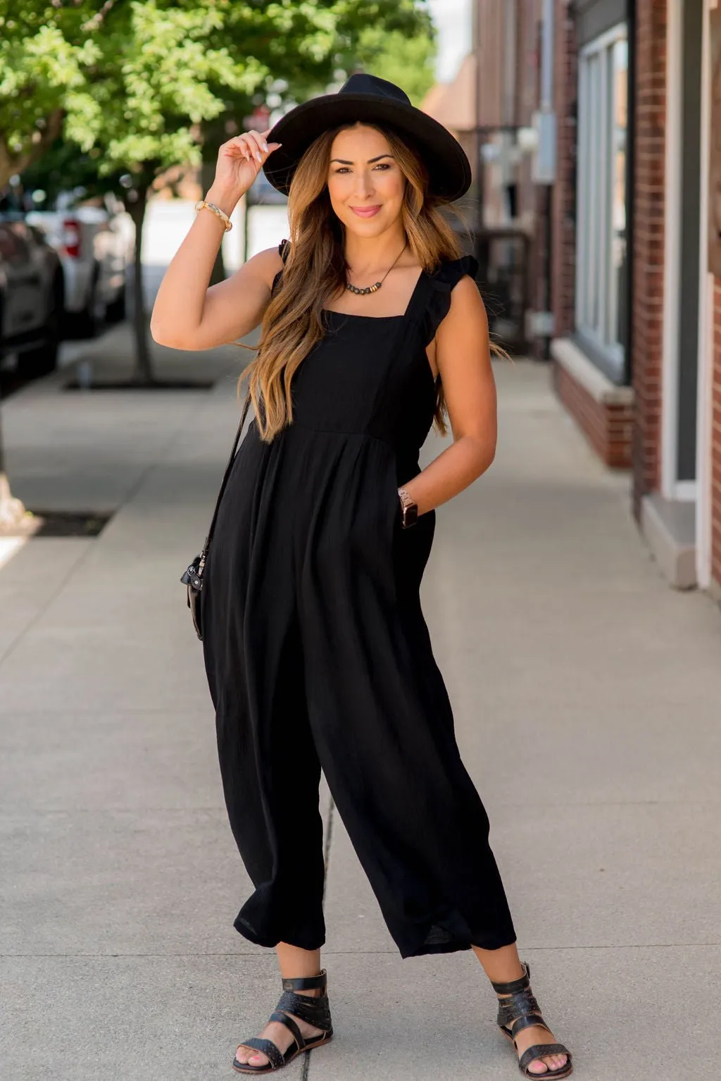 Flutter Trim Cropped Jumpsuit