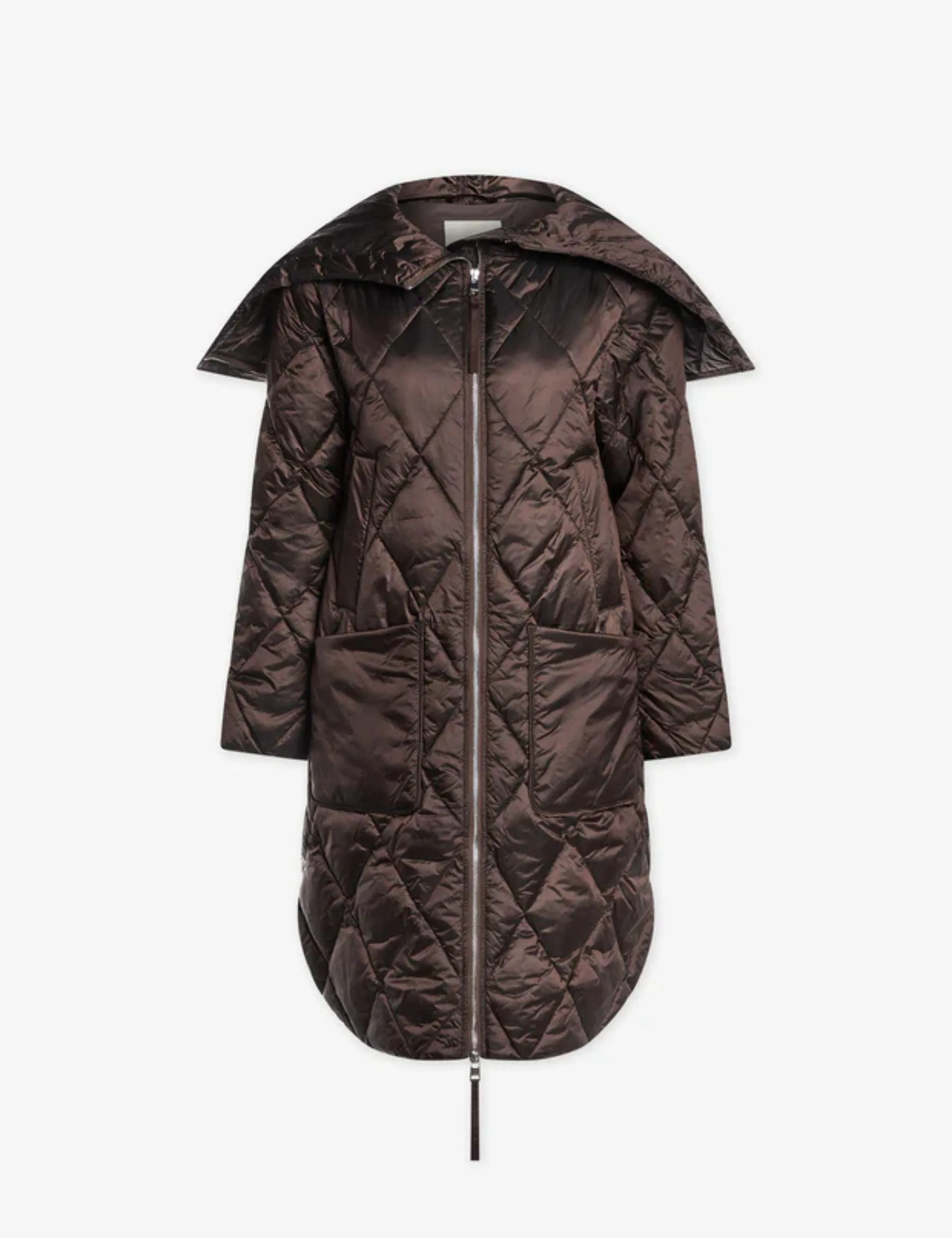 Frisco Long Quilt Jacket - Coffee Quartz Metallic