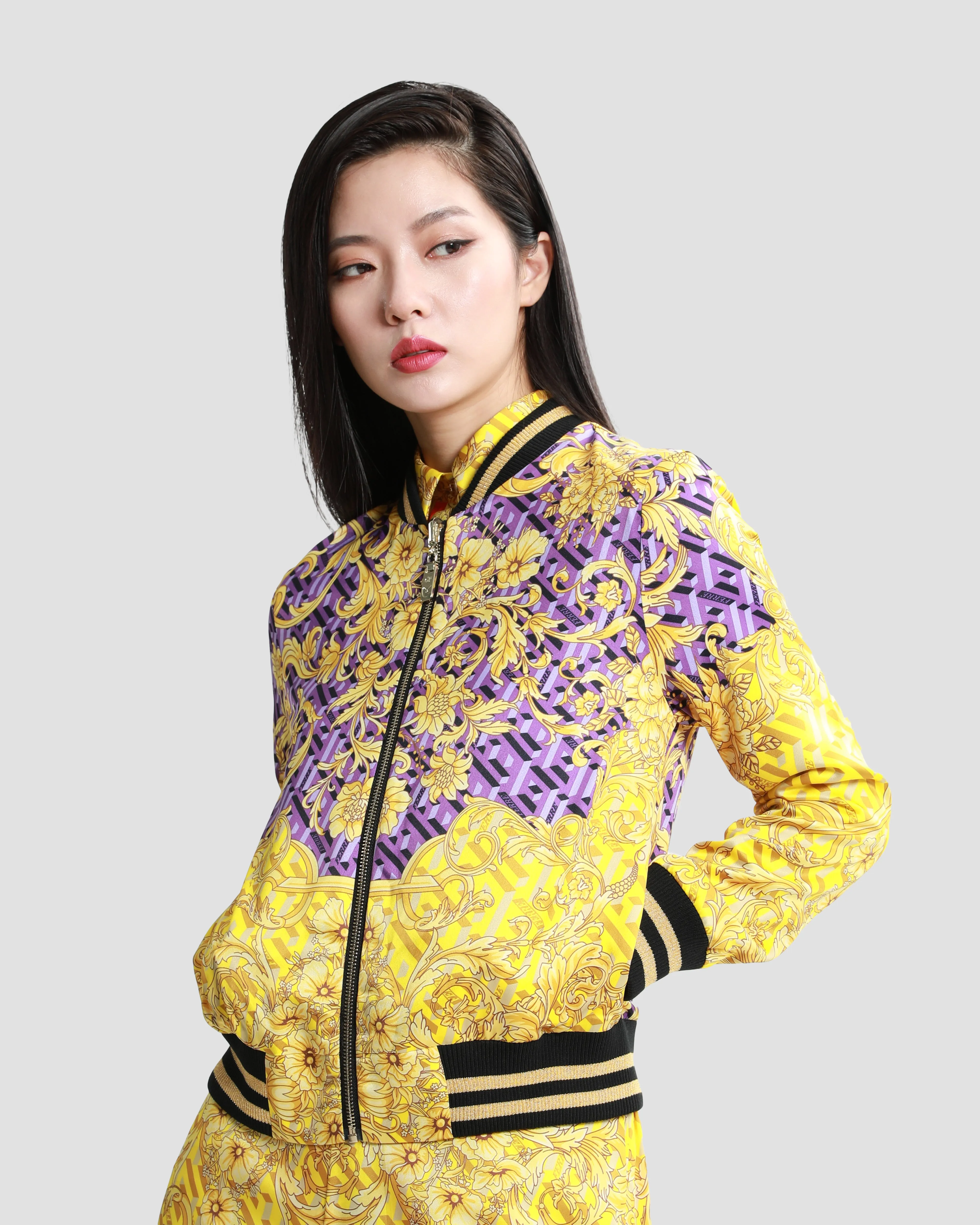 Geometric Baroque Reversible Bomber Jacket