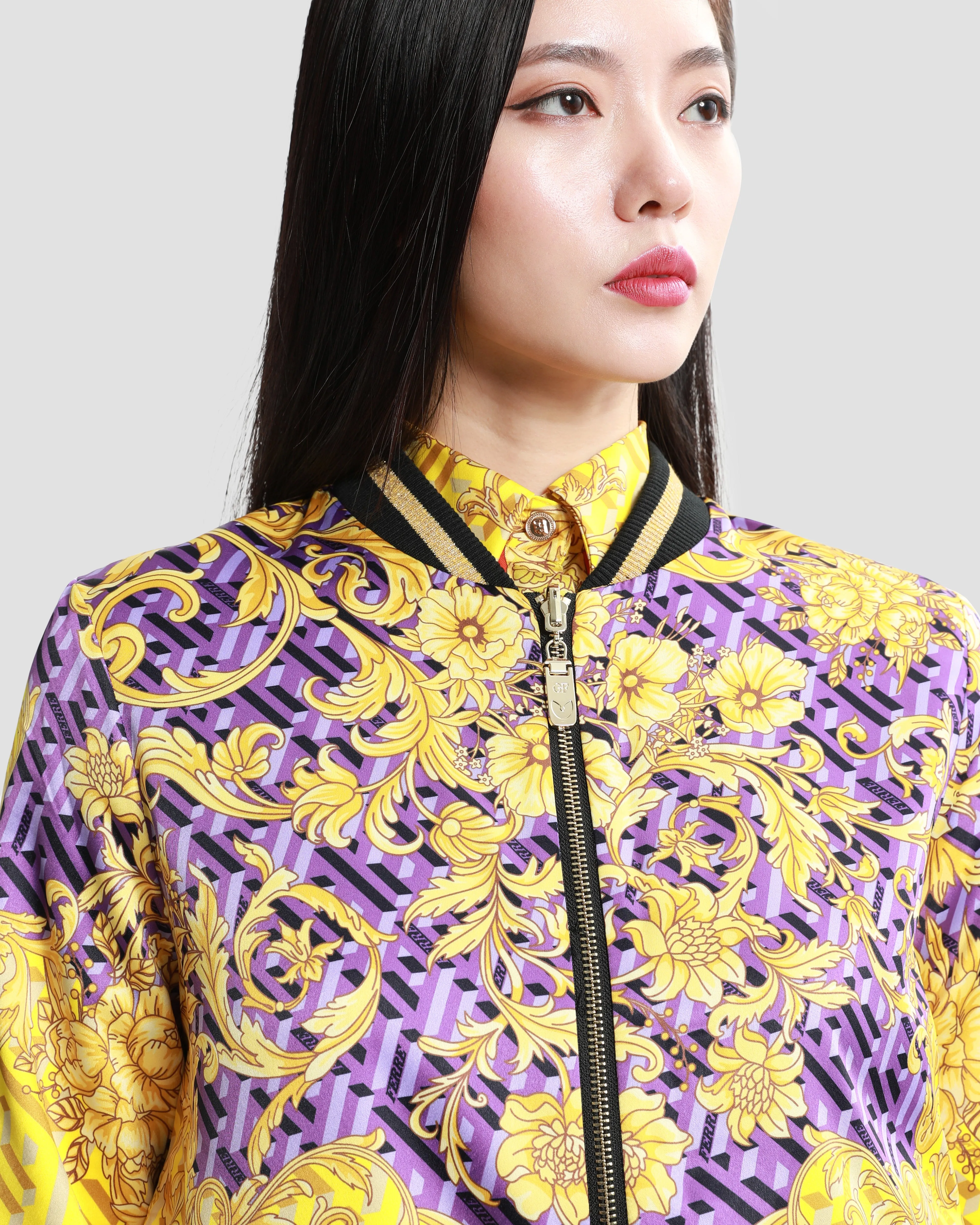 Geometric Baroque Reversible Bomber Jacket