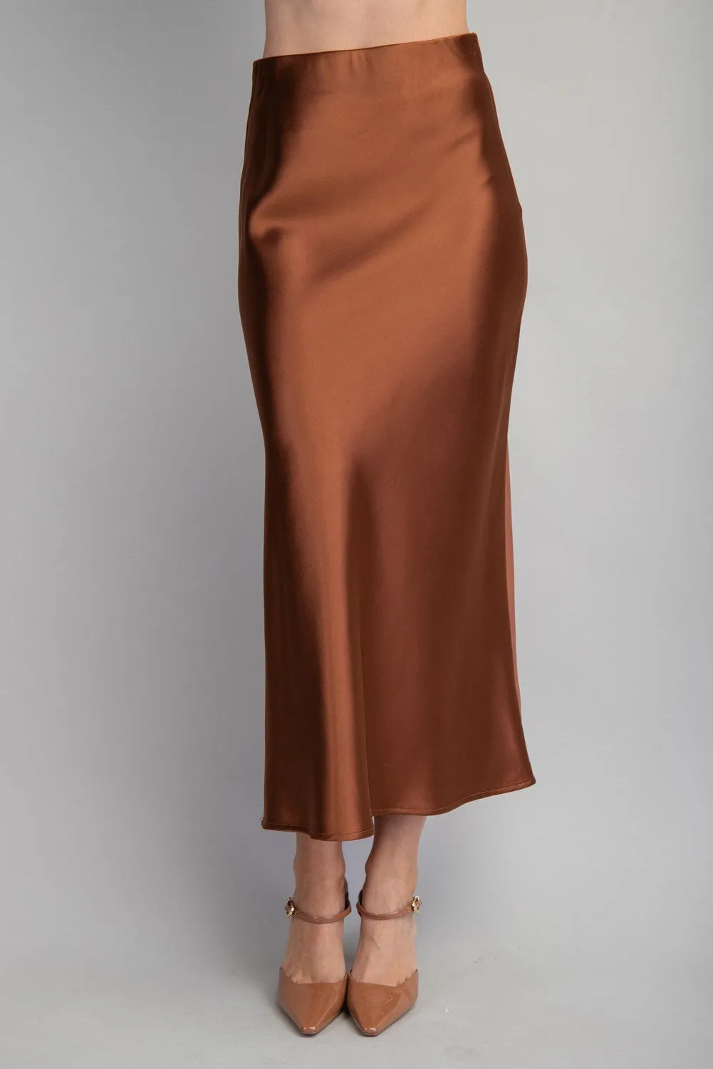 Glow Satin Skirt - Brown