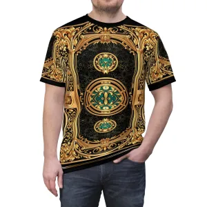 Gold Filigree T-Shirt Unisex Tee All Over Print T-Shirt Decorative Tee Unisex T-Shirt Golden Baroque T-Shirt | D20175