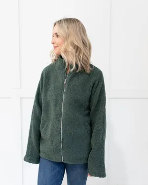 Green Fuzzy Zip Up Jacket