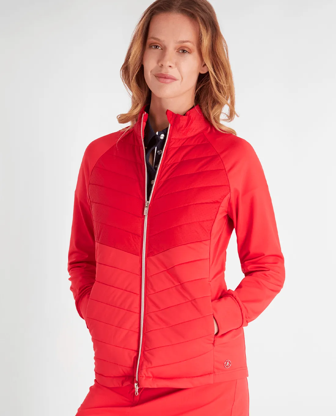 GREEN LAMB Nola Quilted Jacket with Stretch Back 027 Poppy