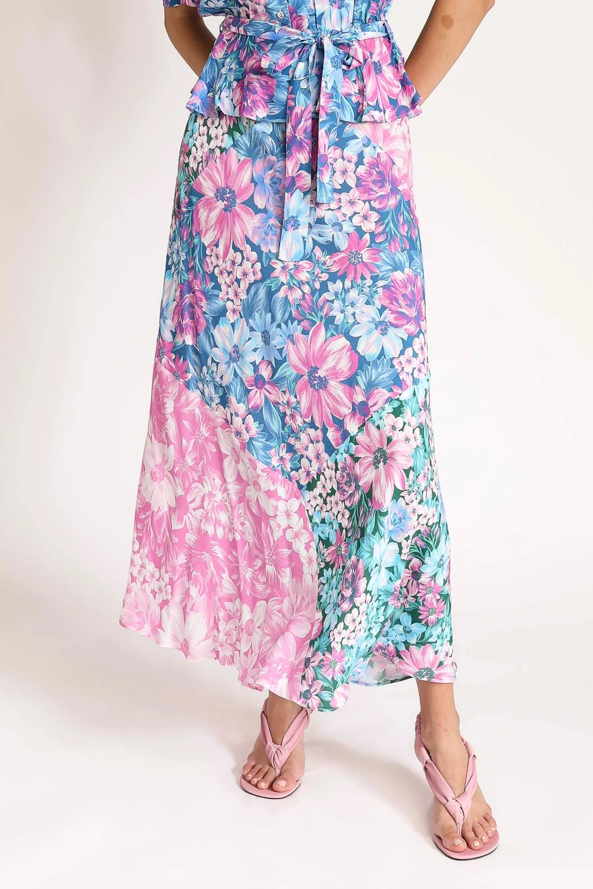 Helena Spliced Print Midi Skirt