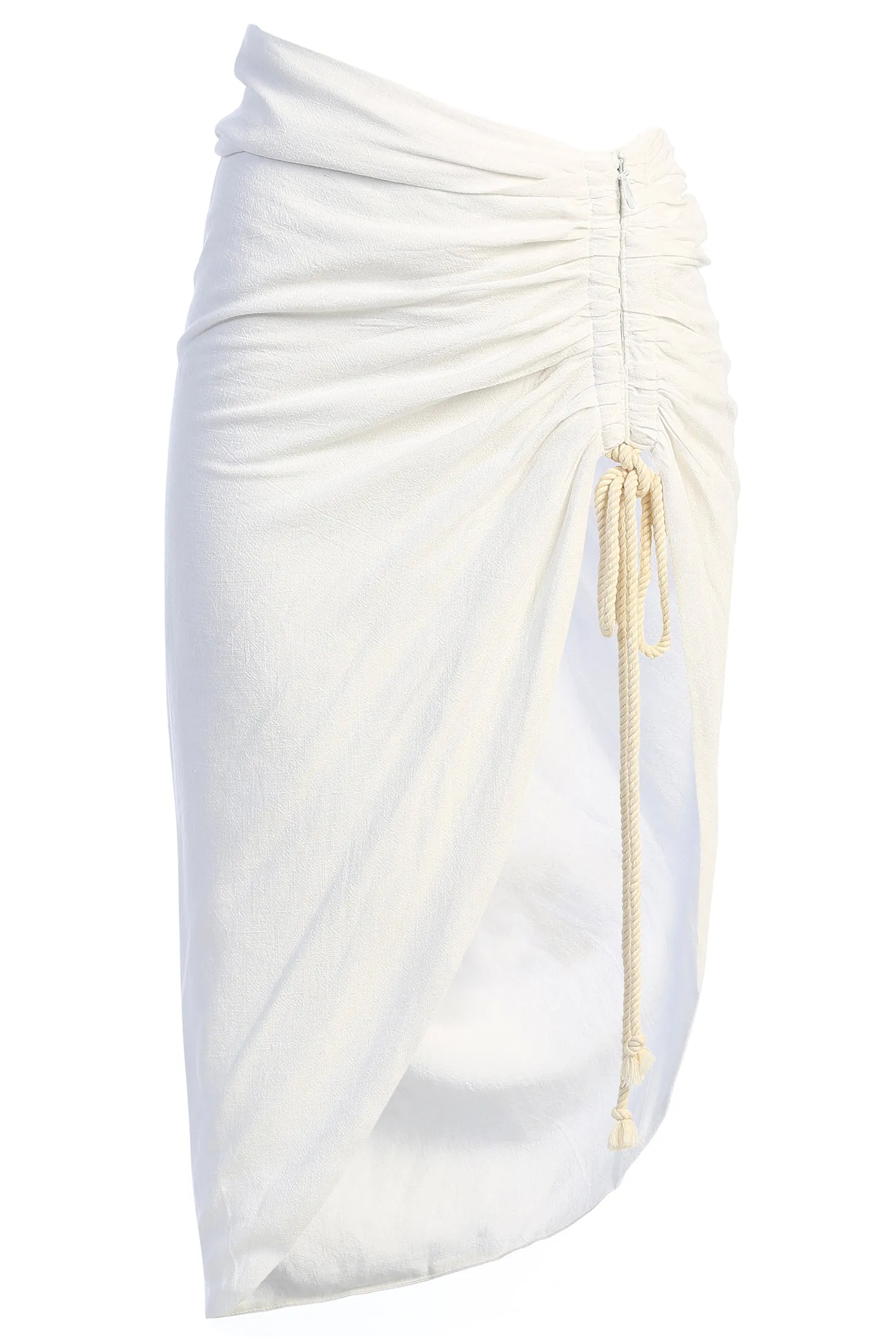 Ivory Spring Ruched Linen Skirt