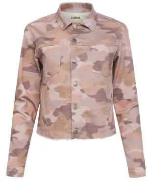 Janice Crop Jean Jacket In Pink Camo