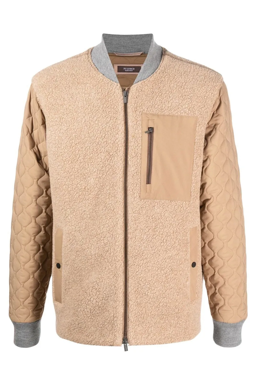 Jersey Bomber Jacket in Sepia and Grey