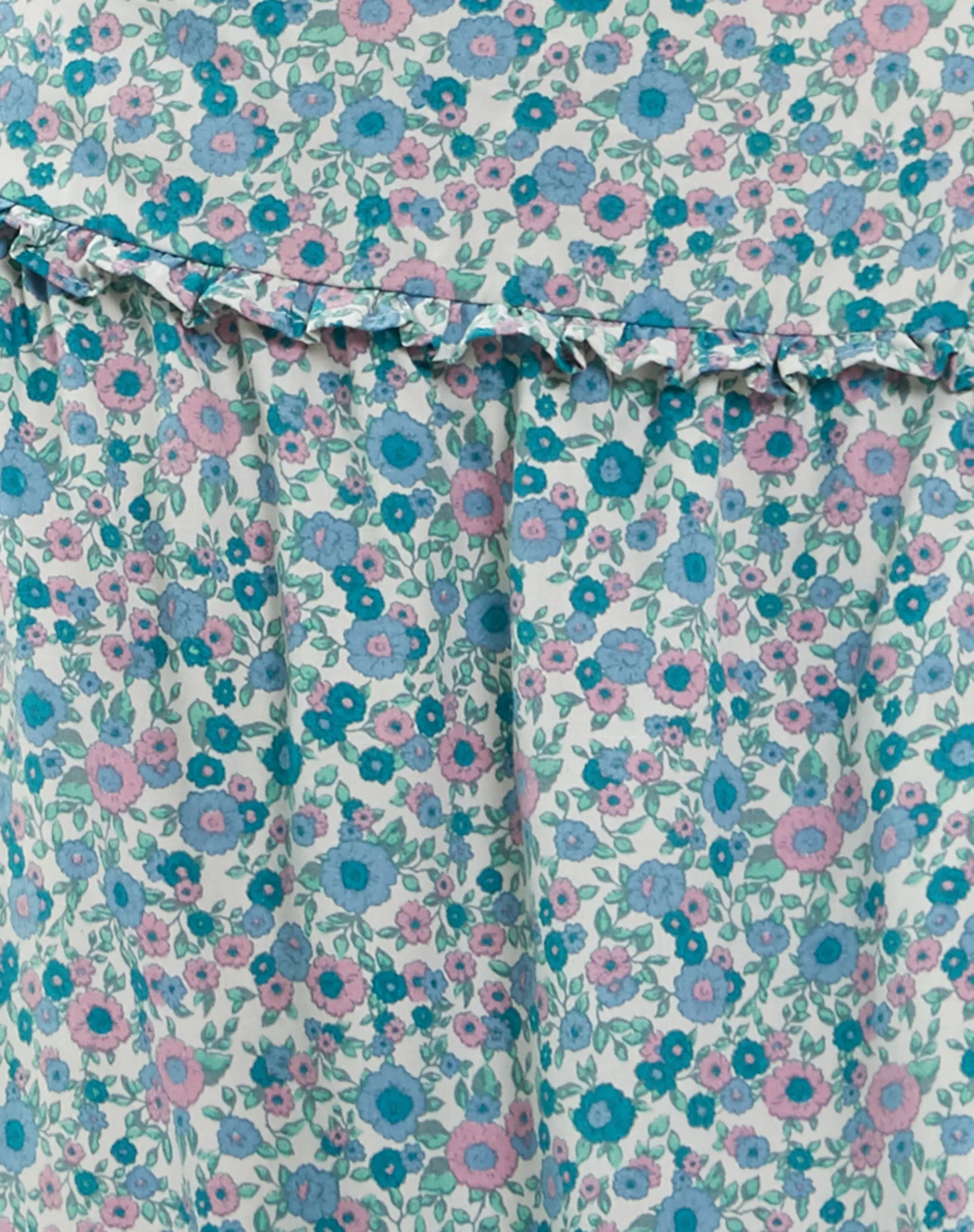 Kasya Frill Hem Midi Wrap Skirt in Flower Power Blue