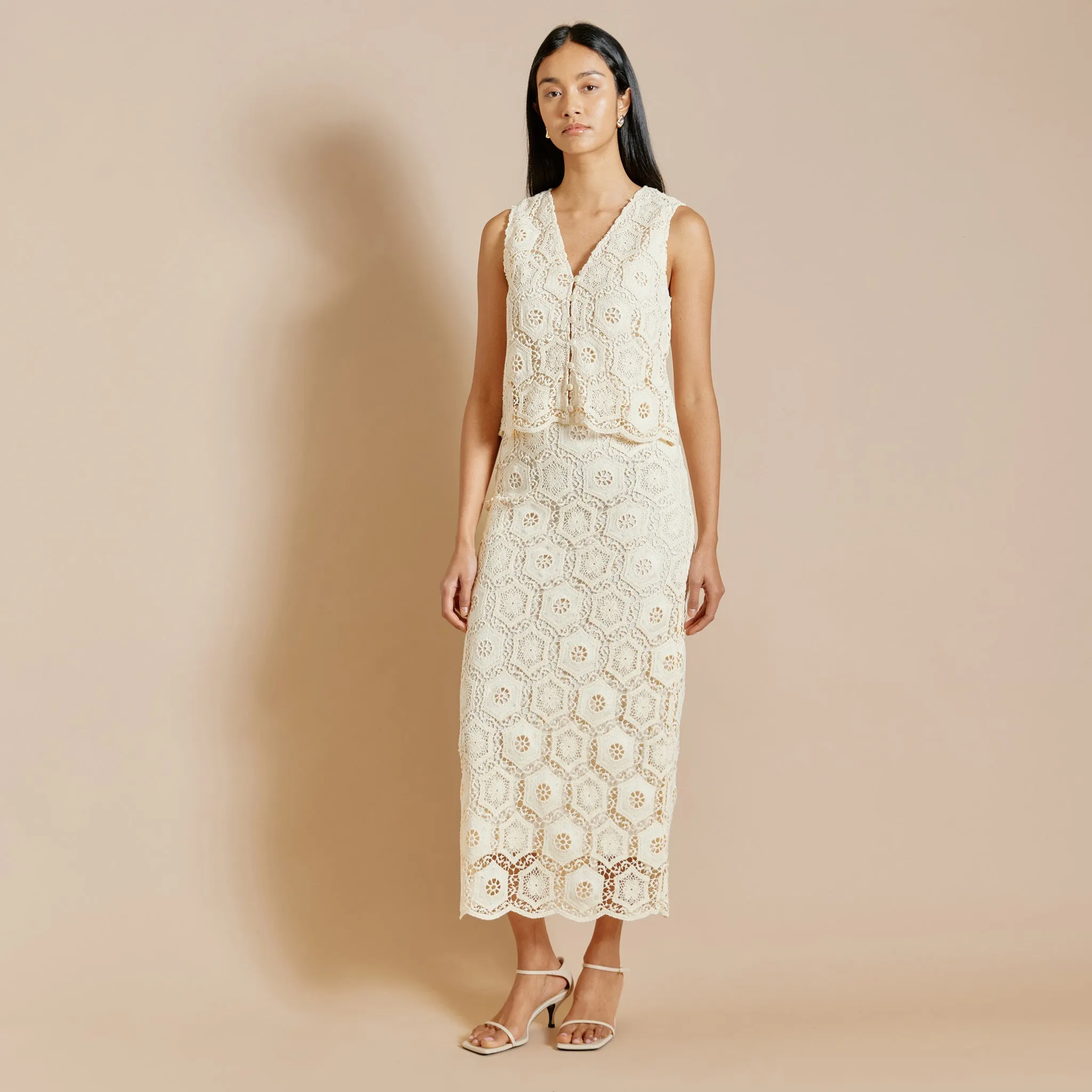 Lace Midi Skirt by Albaray