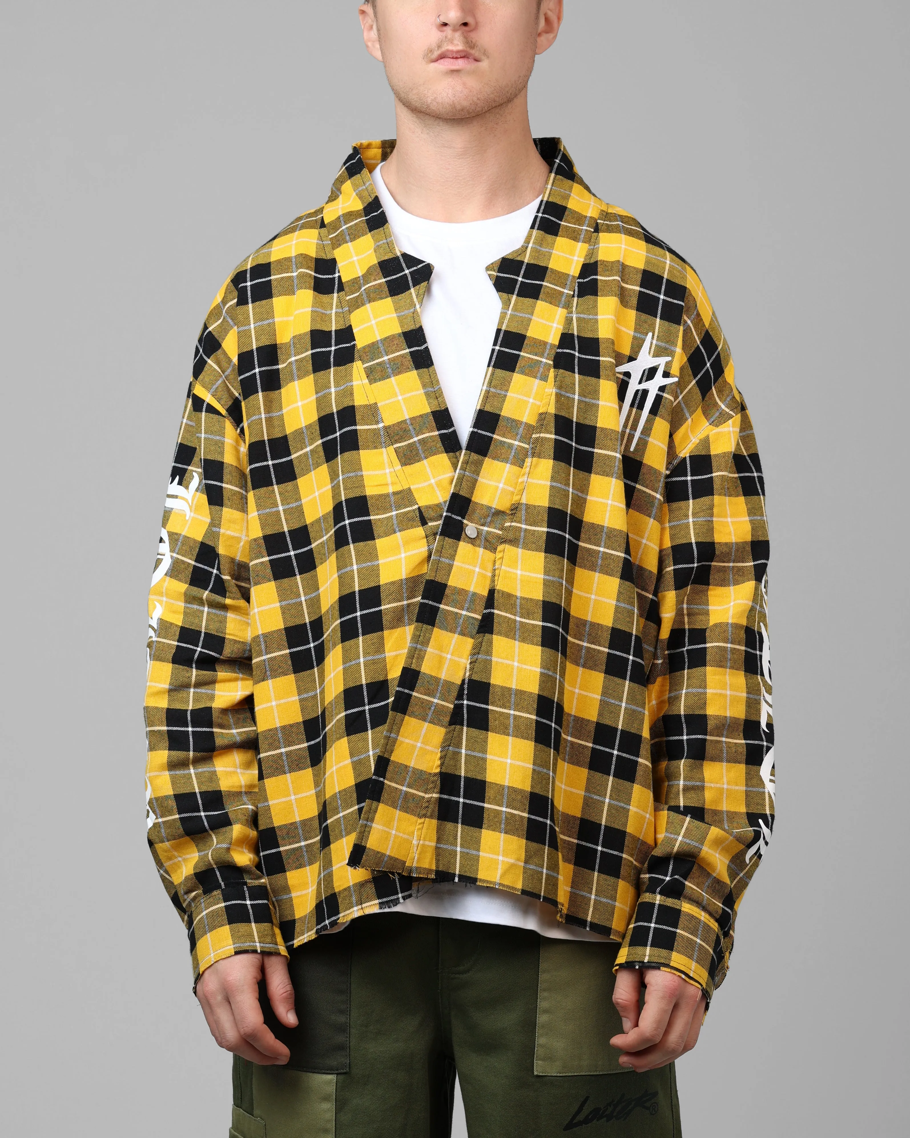 Loiter Kimono Flannel Yellow/Black