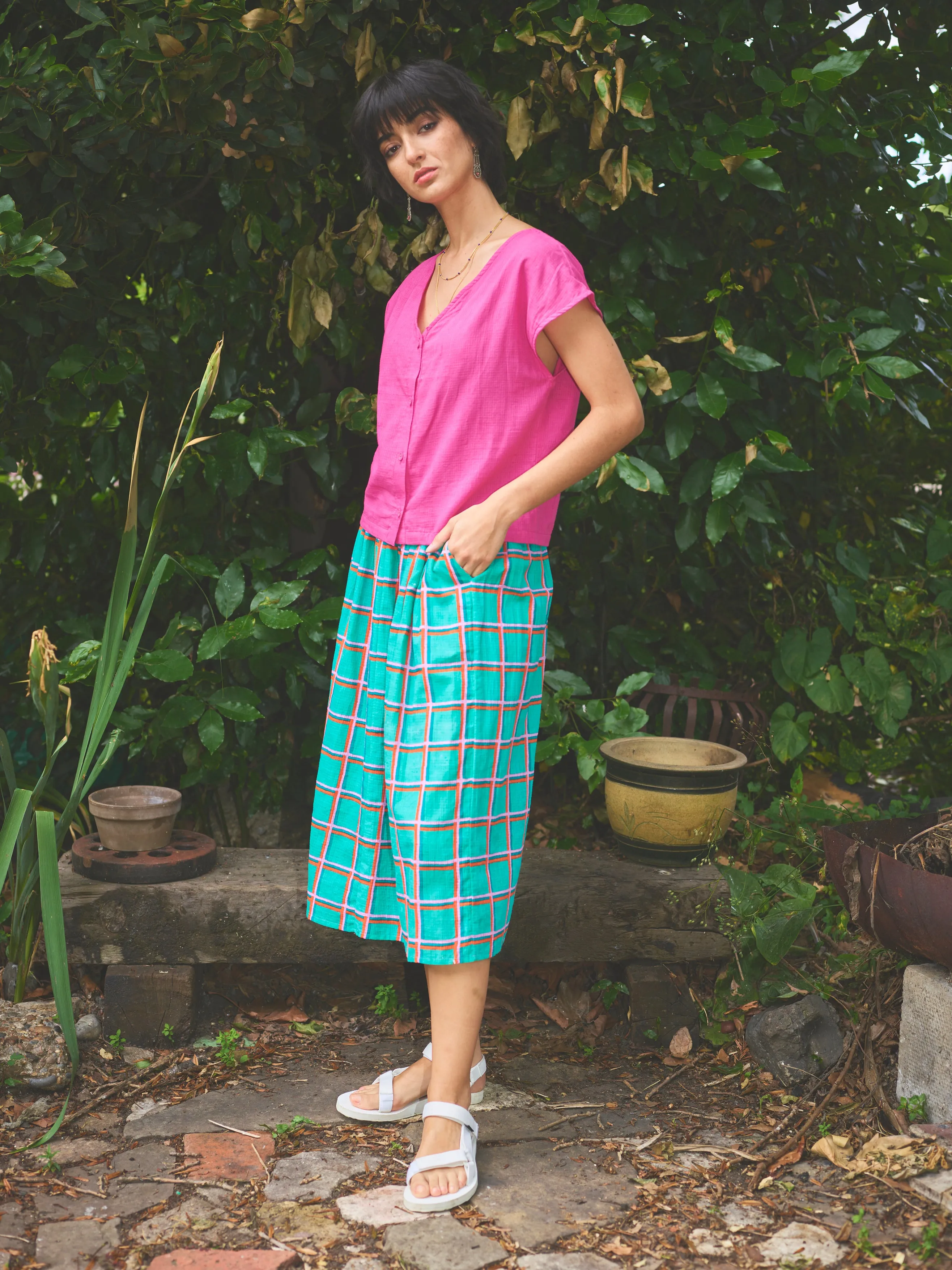 Lowie Aqua Check Skirt