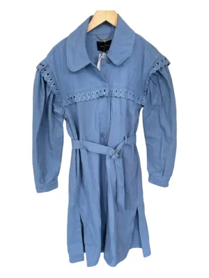 Magali Pascal Size M Cornflower Blue Cotton Long Balloon Sleeve Bib Coat