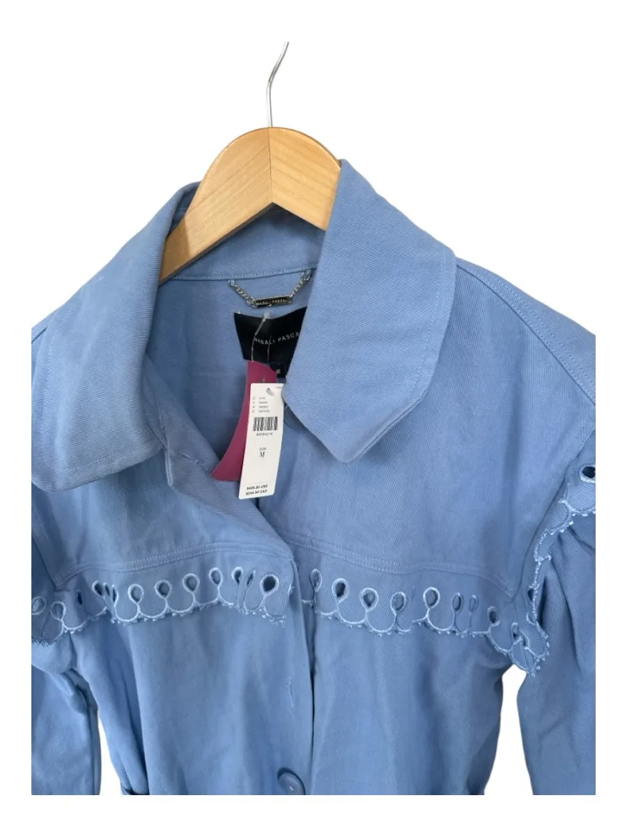 Magali Pascal Size M Cornflower Blue Cotton Long Balloon Sleeve Bib Coat