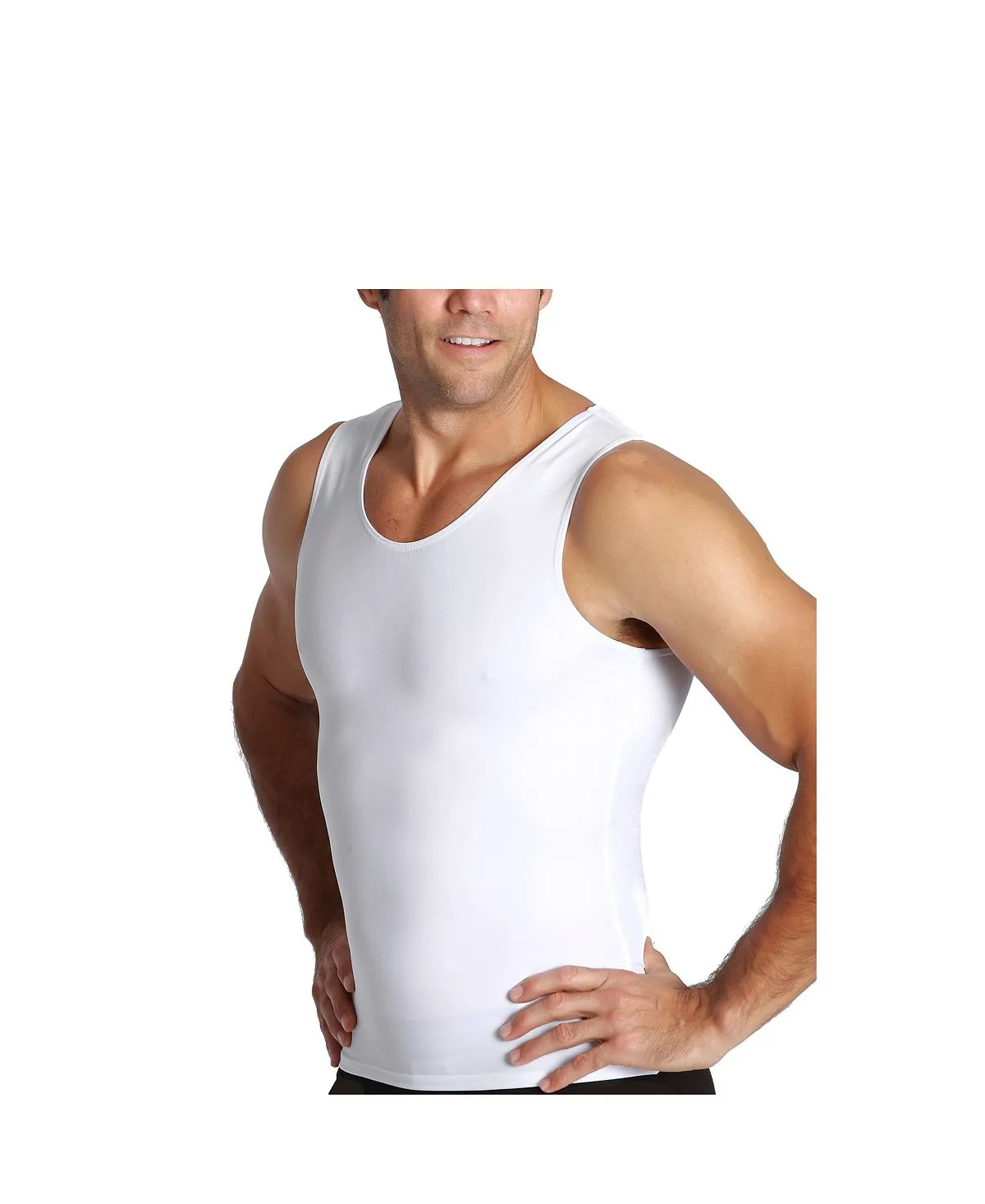 Men's big & tall insta slim T-shirt with compression muscles Instaslim, white