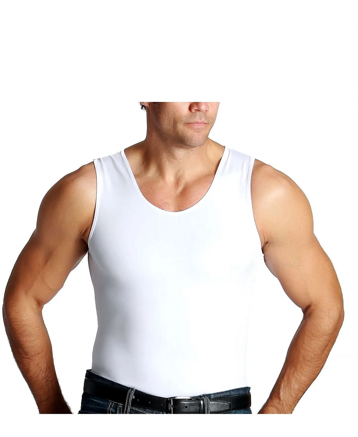 Men's big & tall insta slim T-shirt with compression muscles Instaslim, white