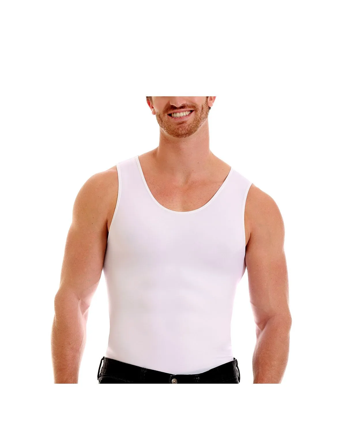 Men's big & tall insta slim T-shirt with compression muscles Instaslim, white