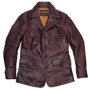 Men's Horsehide Genuine Leather Jacket Brakemen Military Bomber Vintage Plus Size Coat