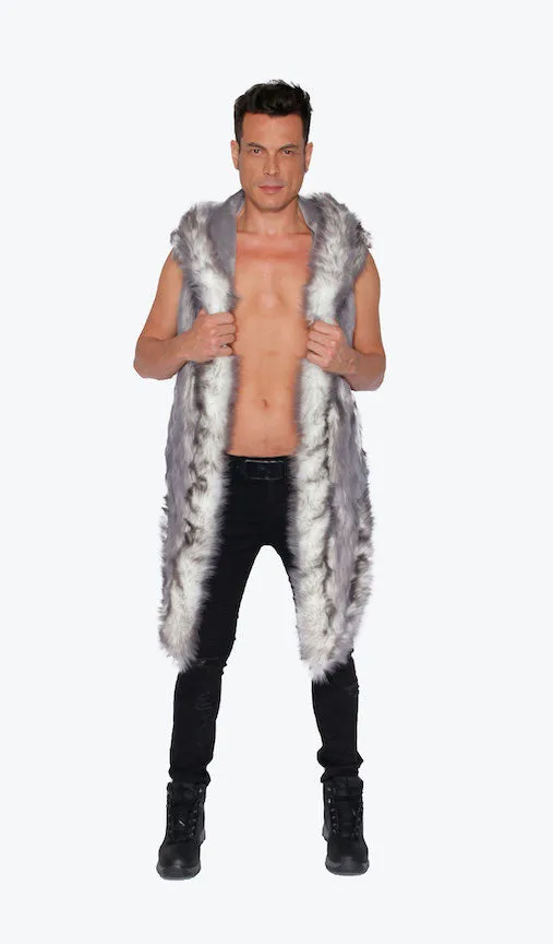 Men's LED Fur Vest in "Just The Tip-Gray"