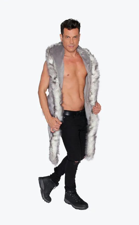 Men's LED Fur Vest in "Just The Tip-Gray"