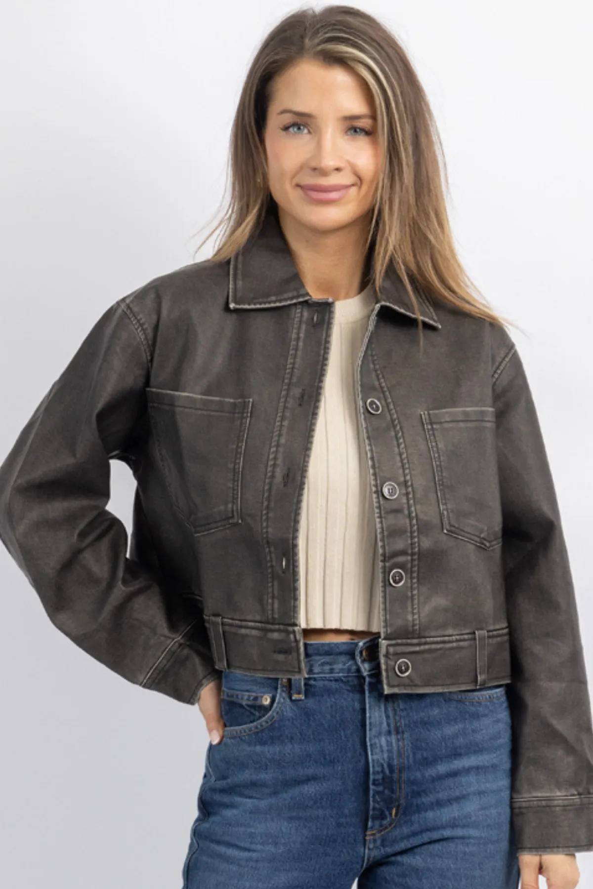 MONTREUX LEATHER CROP JACKET