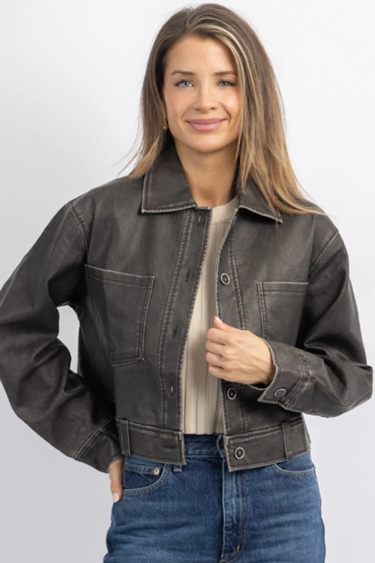 MONTREUX LEATHER CROP JACKET