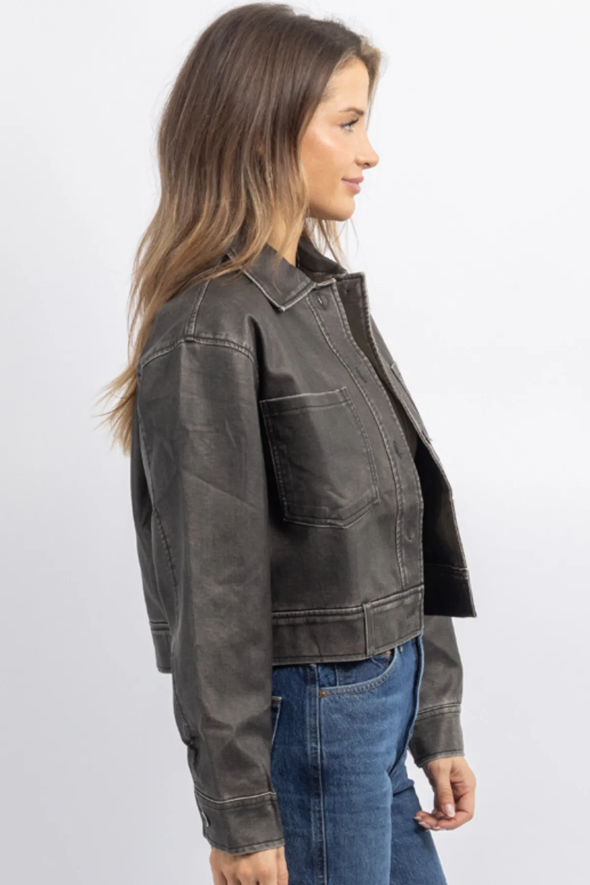 MONTREUX LEATHER CROP JACKET