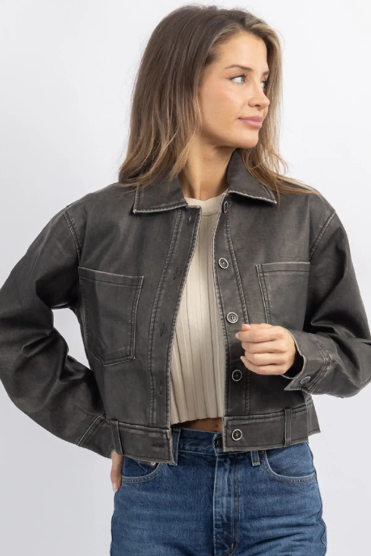 MONTREUX LEATHER CROP JACKET