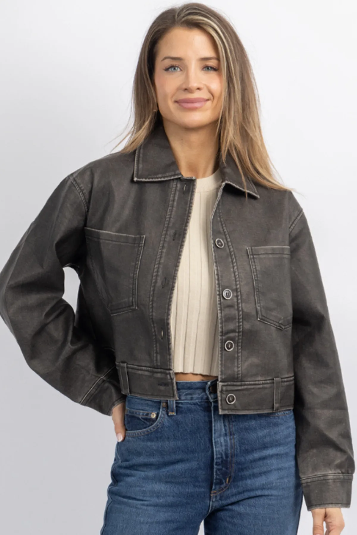 MONTREUX LEATHER CROP JACKET