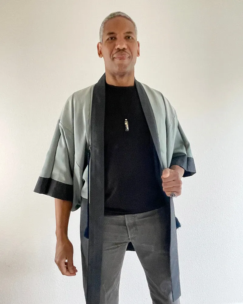 Mount Fuji and the Ship Oshima Tsumugi Haori Kimono Jacket