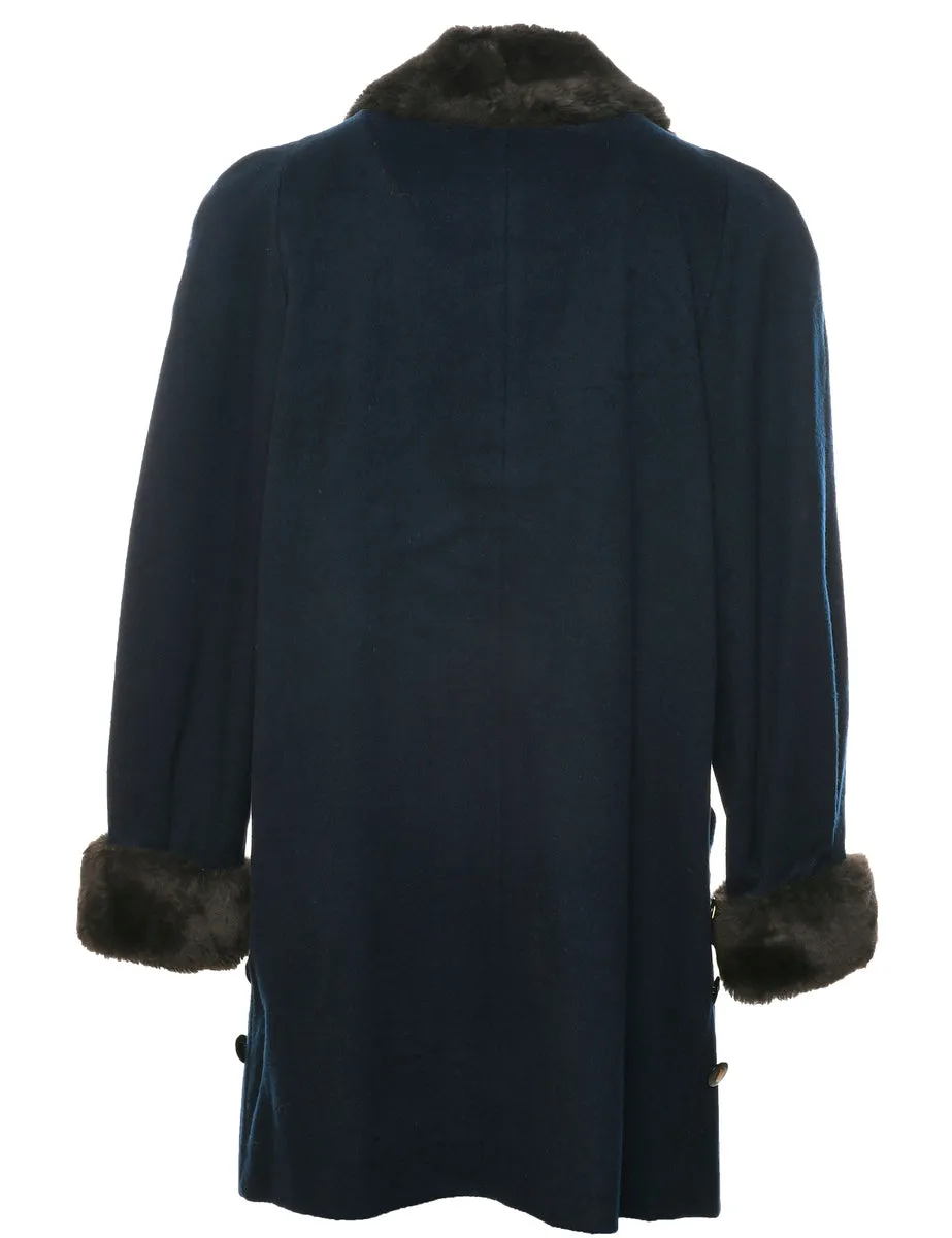 Navy Wool Coat - L