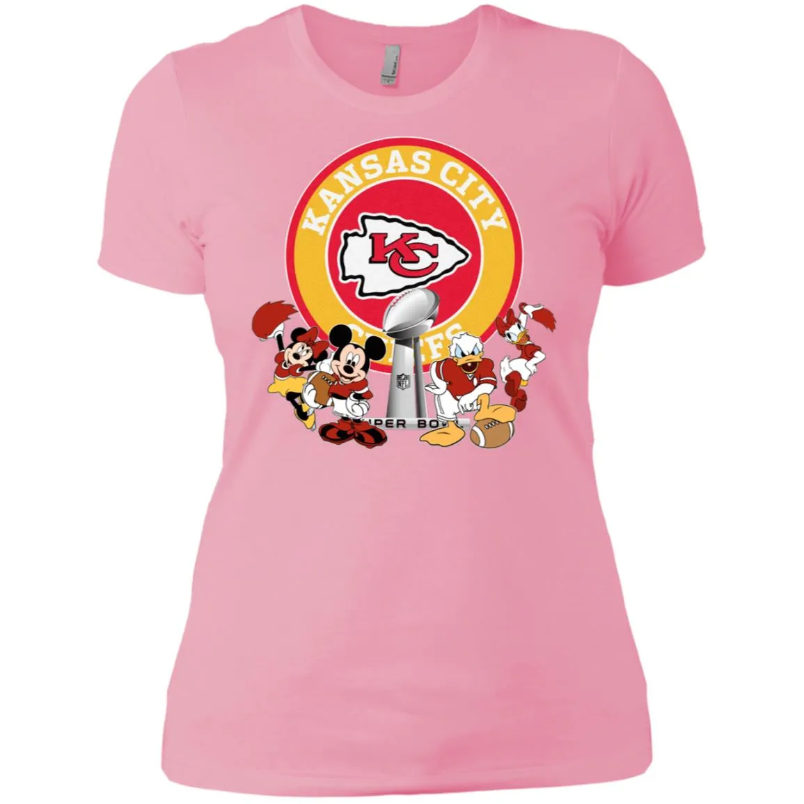 Nfl – Kansas City Chiefs Super Bowl 2019 Mickey Mouse Minnie Mouse Donald Duck Daisy Duck Football Women Cotton T-Shirt