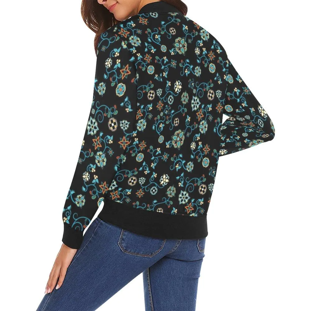 Ocean Bloom Bomber Jacket for Women