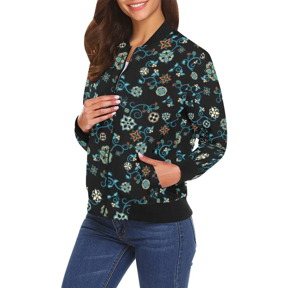 Ocean Bloom Bomber Jacket for Women