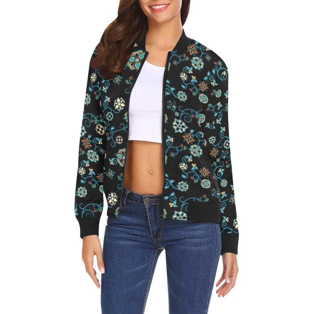 Ocean Bloom Bomber Jacket for Women