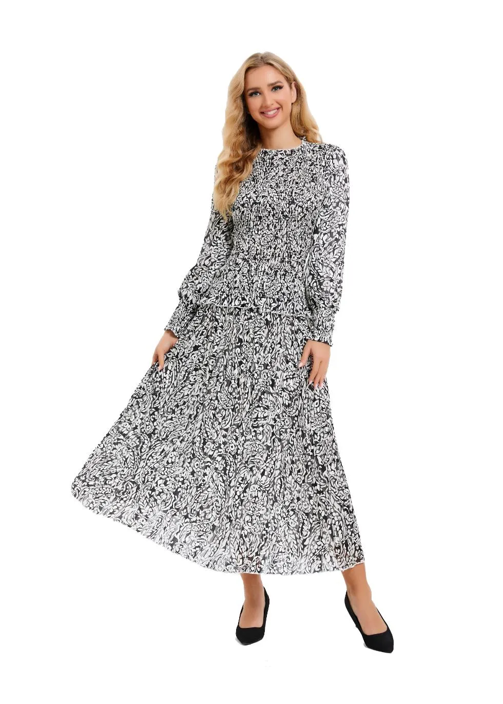 Paisley Monochrome Midi Two Piece Set