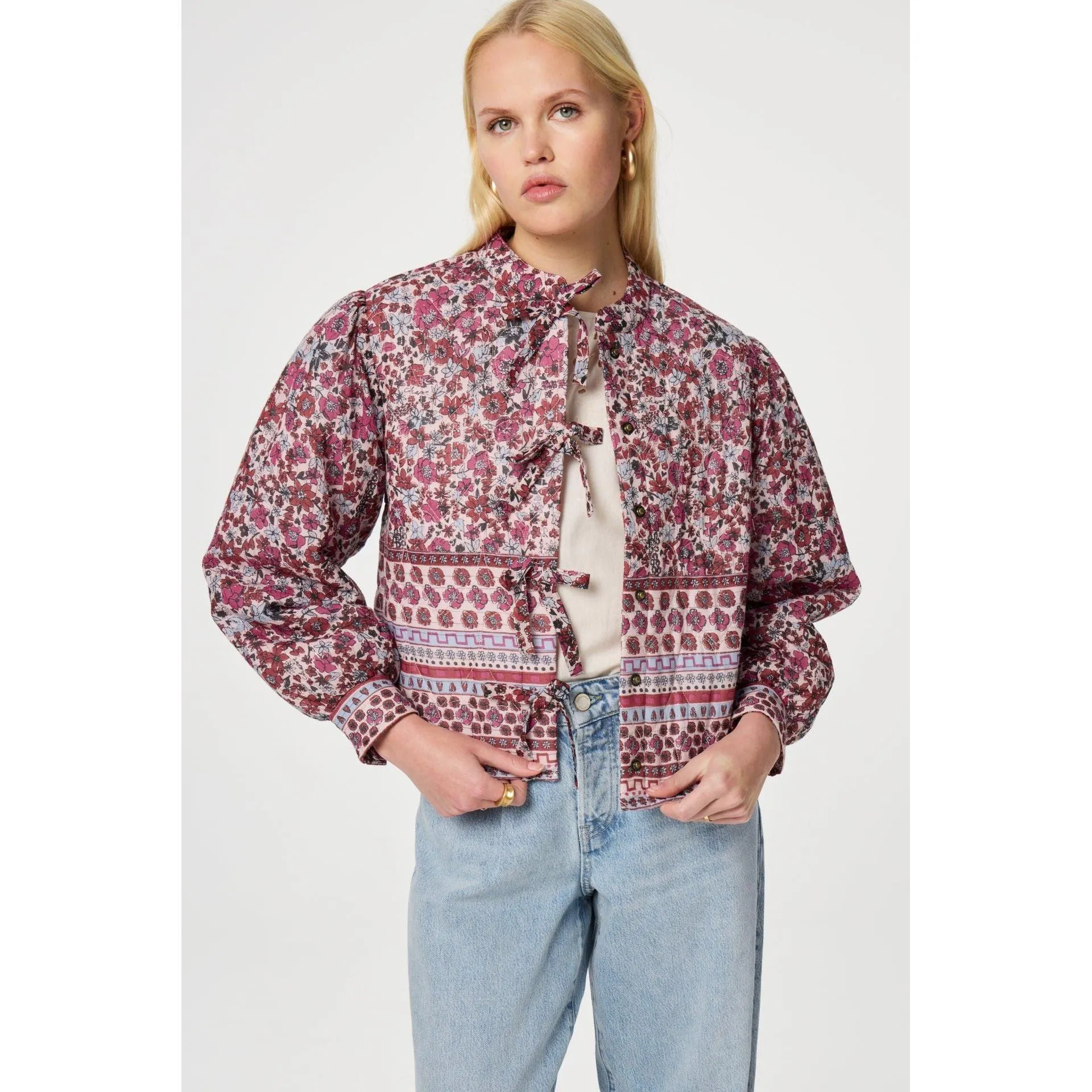 Patty Quilted Printed Jacket Cerise Red