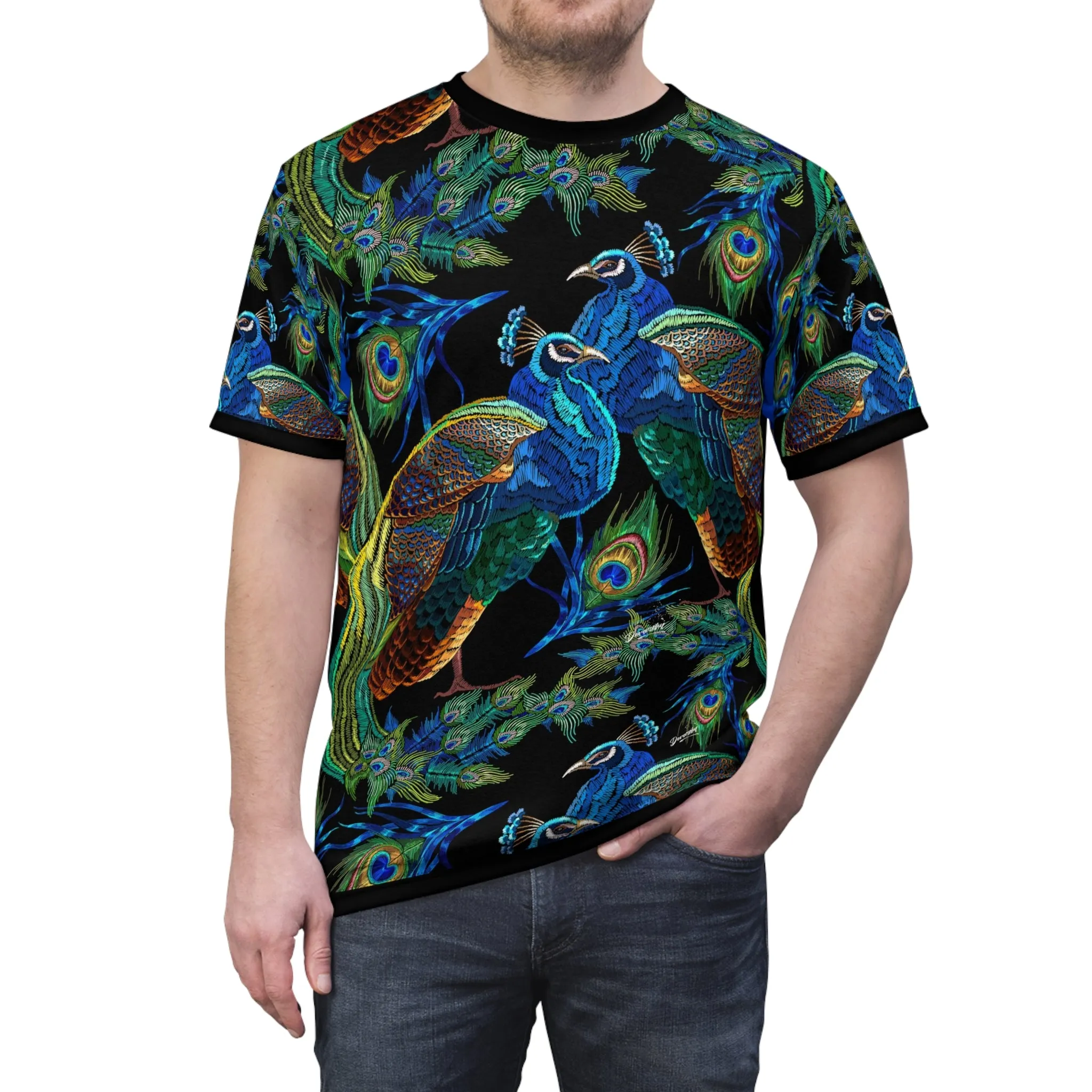 Peacock T-Shirt Unisex All Over Print Tee Best Seller Peacock Print  Unisex T-Shirt | D20029