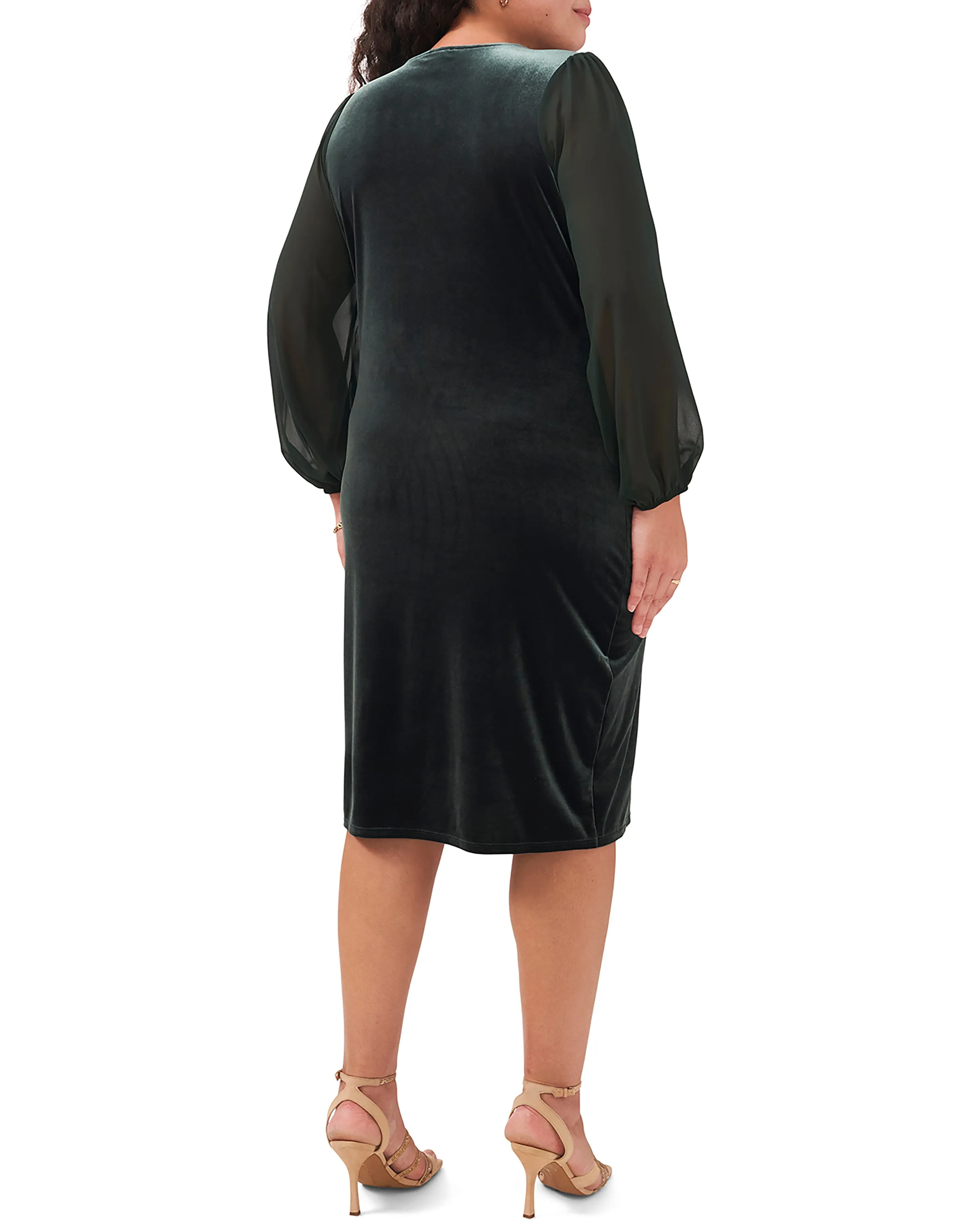 Plus-Size Long Sleeve Velvet Dress