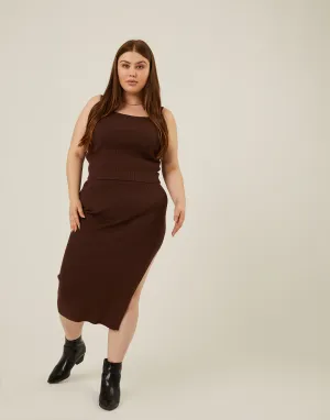 Plus Size Rib Knit Midi Skirt