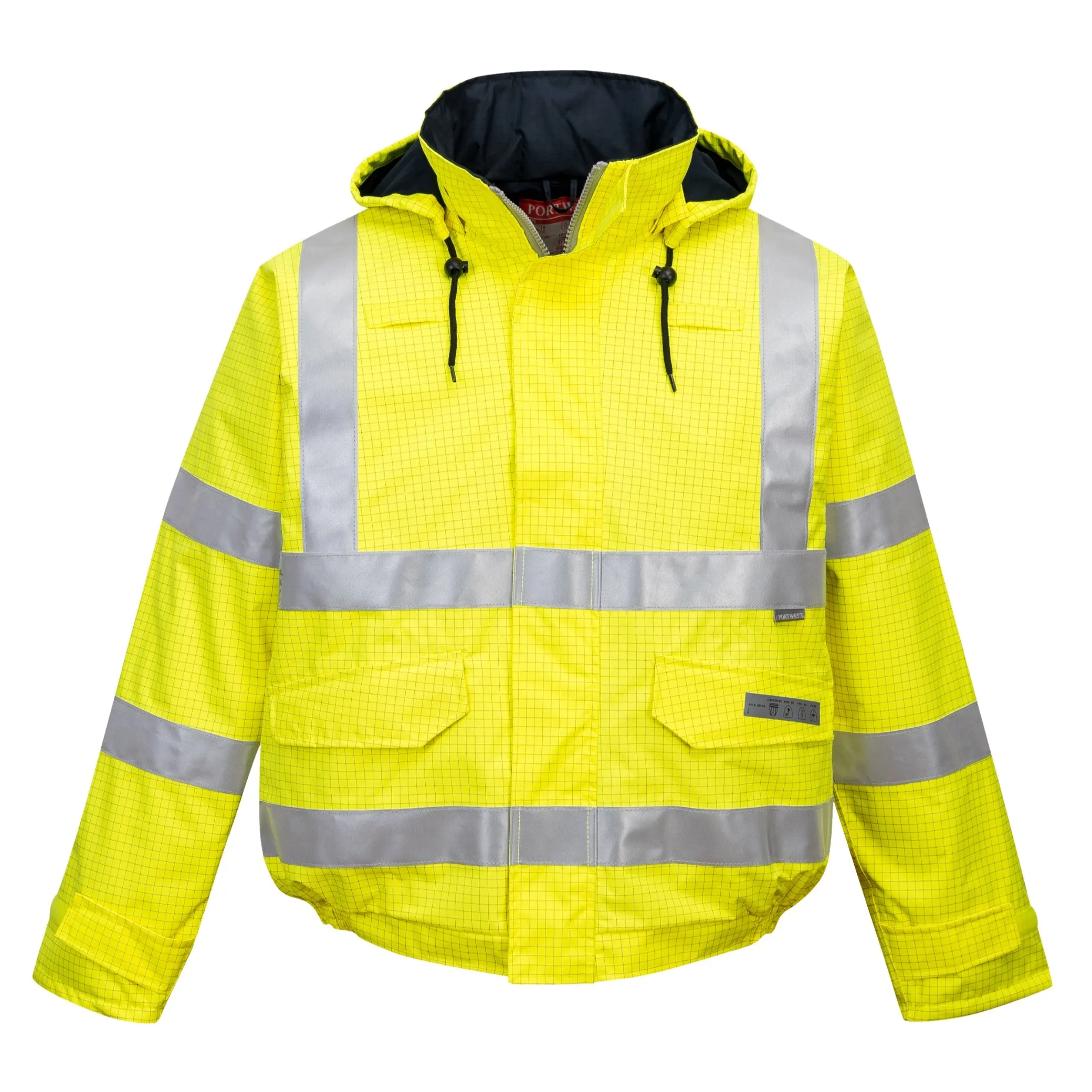 PORTWEST® Bizflame Hi Visibility Flame Resistant Anti-Static Waterproof Bomber Jacket - ANSI Class 3 - US773