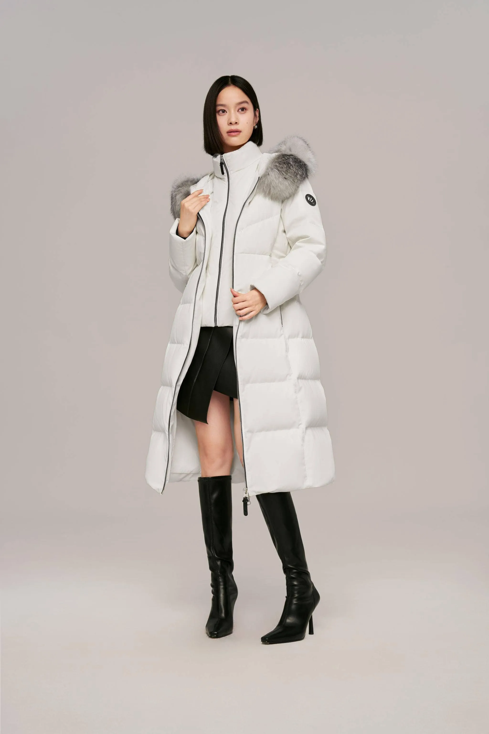 Premium Business Women's Long Goose Down Coat