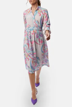 Printed Midi Dress Grey Mutlicolour