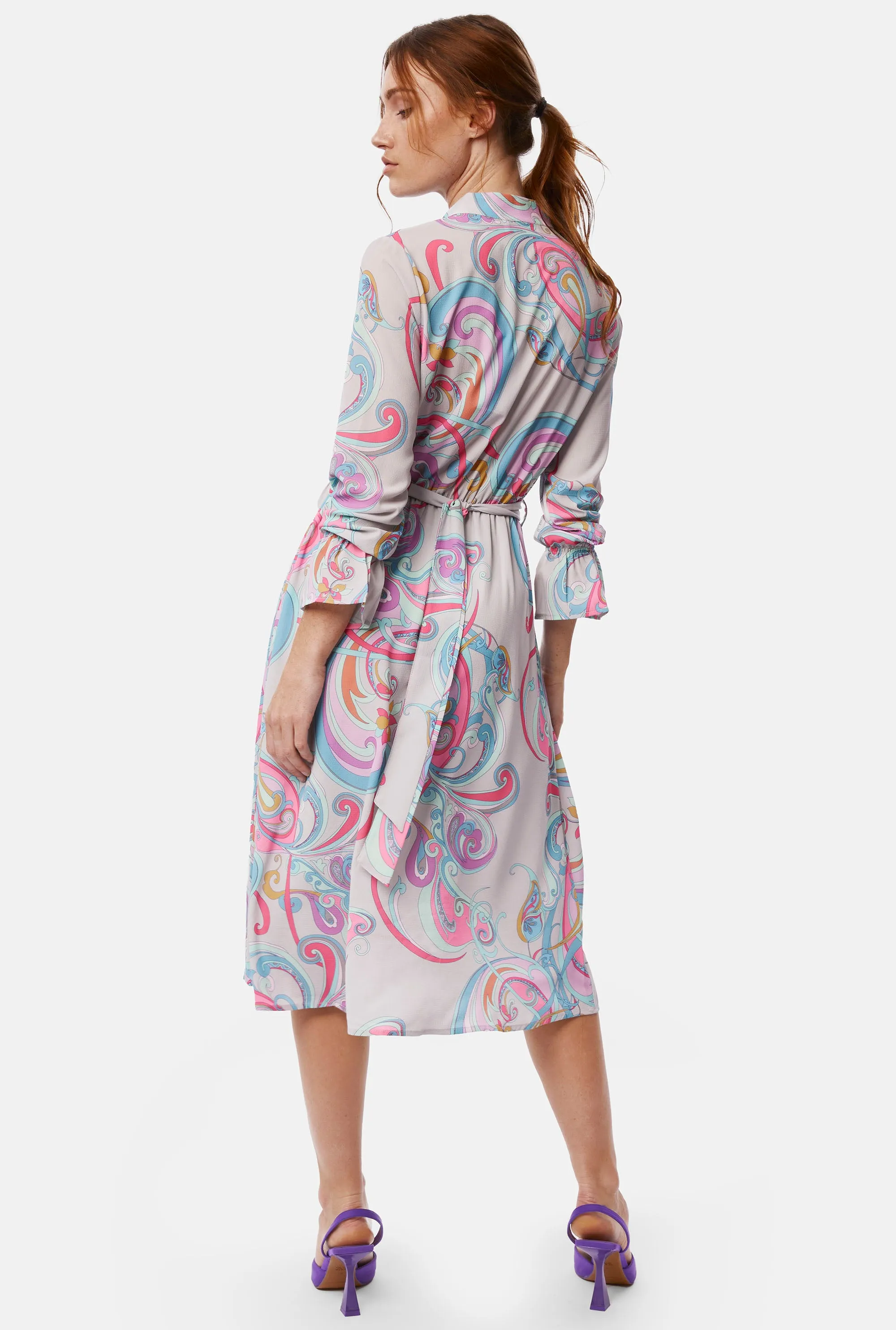 Printed Midi Dress Grey Mutlicolour